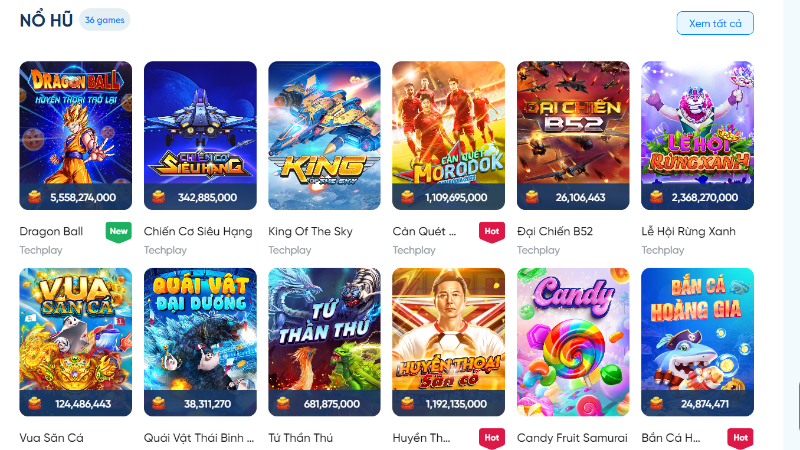 Có nhiều game để anh em lựa chọn