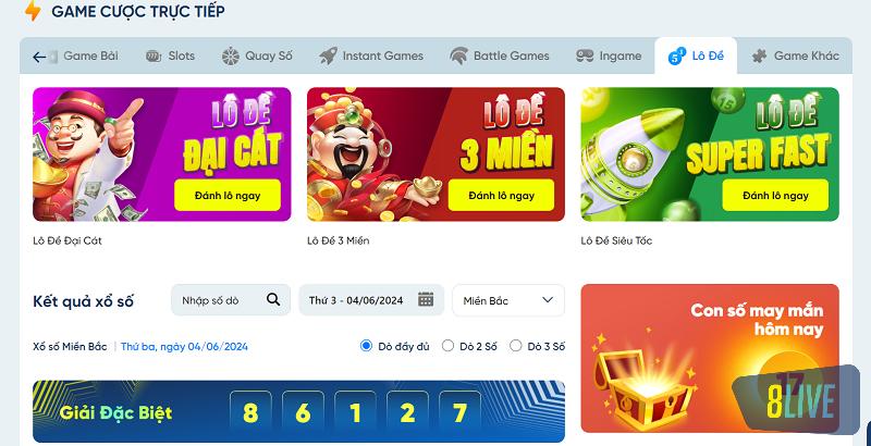 Giao diện của sảnh game lô đề