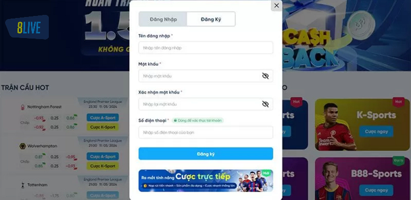 Hướng dẫn đăng ký 8live